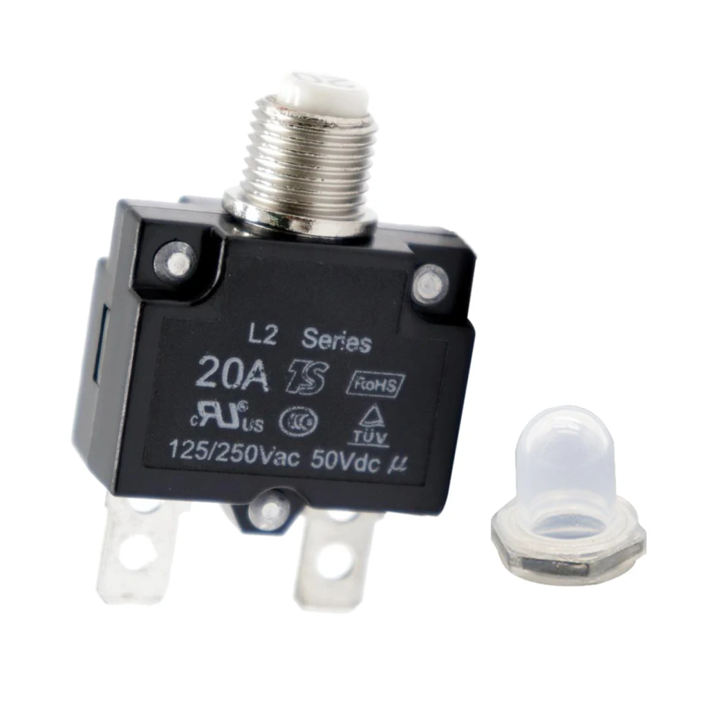 

125/250V 20A Circuit Breaker Overload Protector Switch Fuse Resettable Black