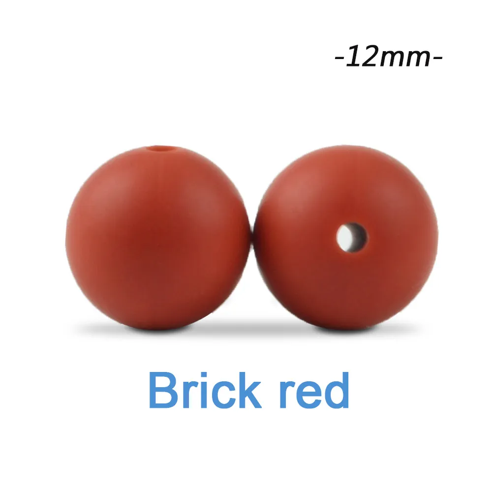 brick red Силиконовые бусины LOFCA, 12 мм, 200 шт, детские силиконовые бусины для прорезывания зубов, Пищевая силиконовая детская соска, ожерелье, подвеска, изготовление продукта - Цвет: brick red