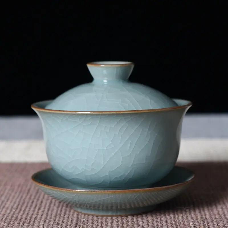 Китайский чайный набор Longquan Celadon Gaiwan кунг-фу GE DI чаша с покрытием из печи 200 мл |
