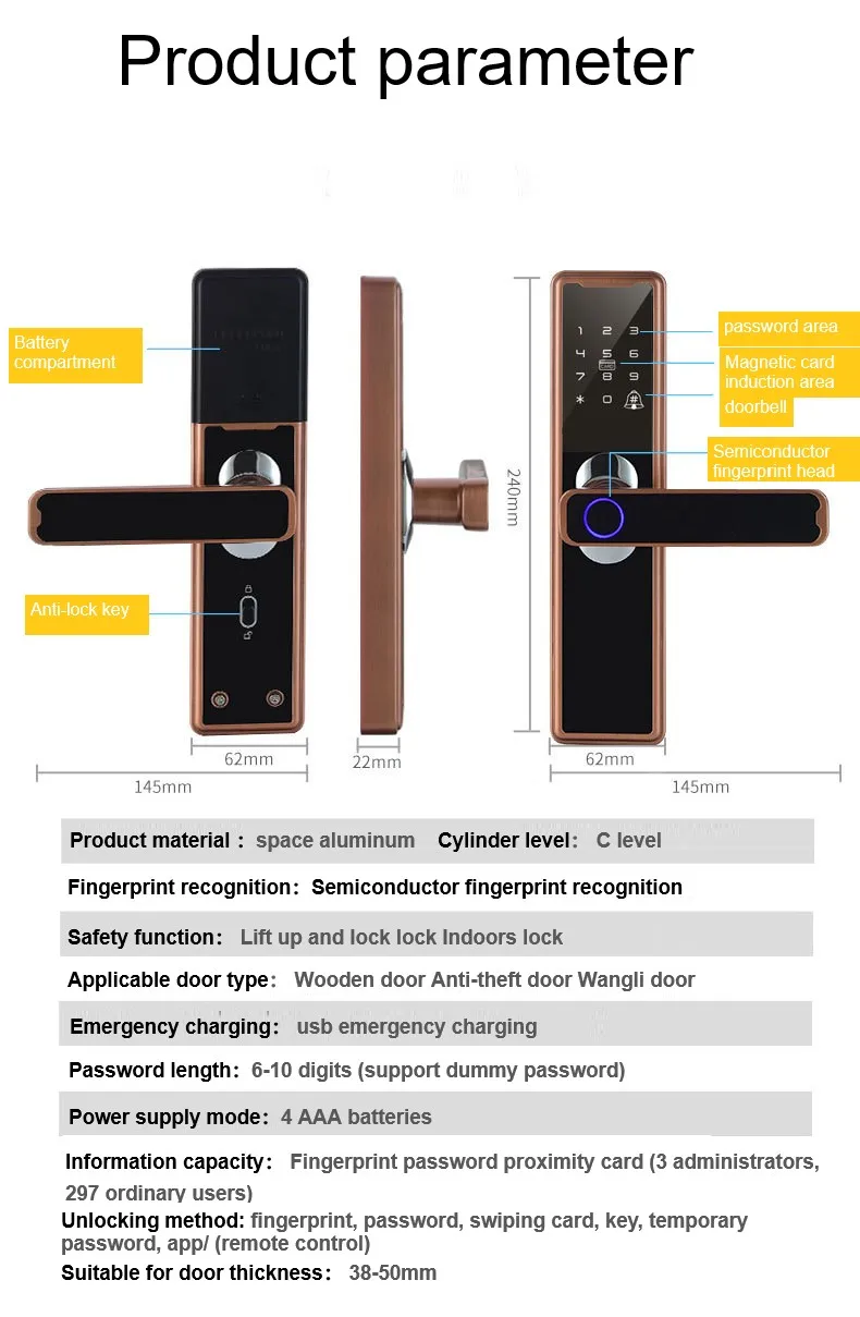 Смарт-замок электронный с поддержкой Bluetooth и Wi-Fi | Безопасность защита