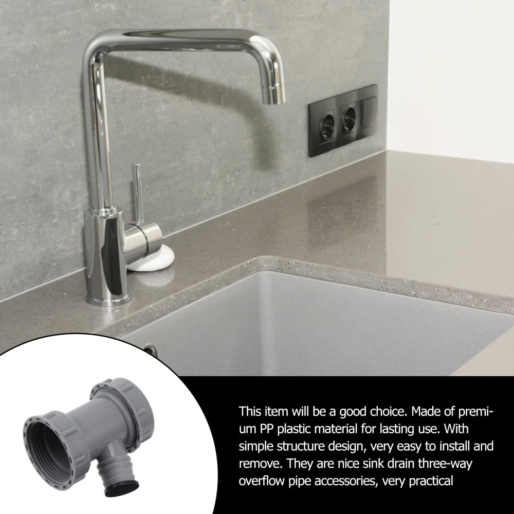 

5PCS 45mm Sink Drain Three-way Pipe Accessory Single Sink Overflow Three-way