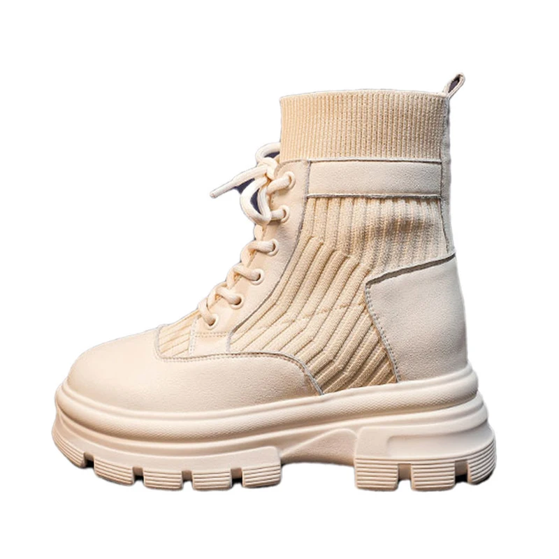 

Женские ботинки, осенне-зимние Брендовые женские ботинки, модная удобная обувь на плоской подошве со шнуровкой, ботильоны из искусственной ...