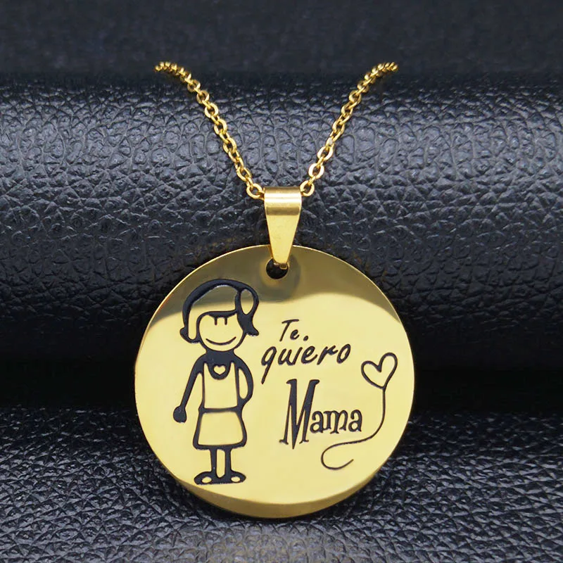 mama GD Mama, цепочка из нержавеющей стали, ожерелье для женщин, черная эмаль, серебряный цвет, массивное ожерелье, ювелирное изделие, dia de la madre N18132 - Окраска металла: mama GD