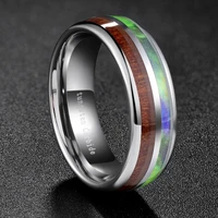 tigrade new arrival tungsten ring half wooden and abalone shell brand design wedding band for man women unisex anel masculino