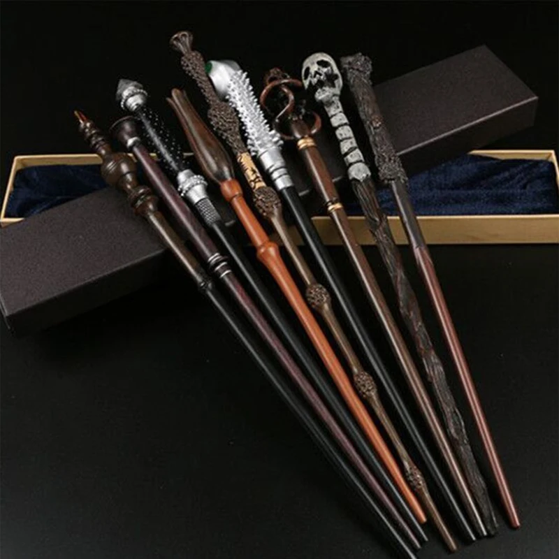

High Quality 27 Kinds of Harried Metal Core Magic Wands Dumbledore Voldmort Hermione Malfoy Cosplay Magical Sticks Without Box