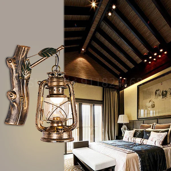 

Artpad китайский стиль винтаж Крытый Настенный светодиодный светильник прикроватный стеклянный керосиновый светильник бар коридор E27 фонарь ...