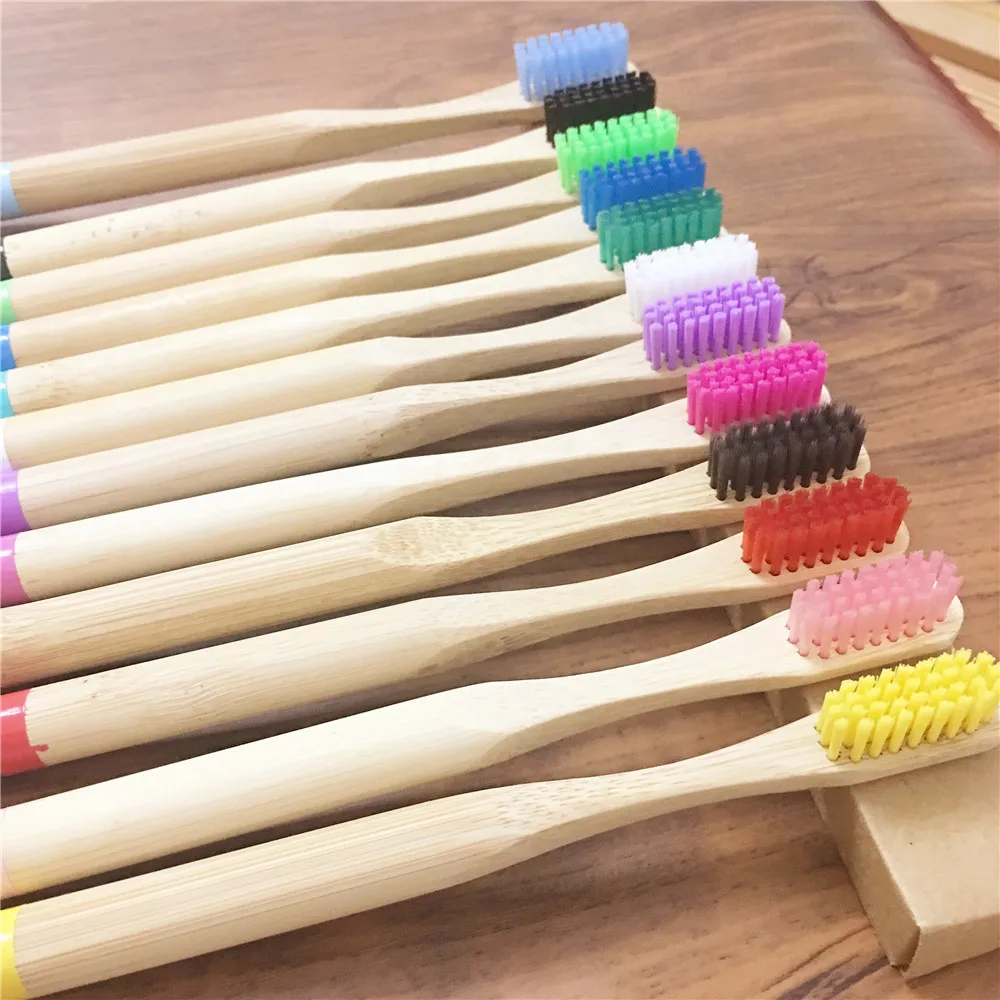 Круглая бамбуковая зубная щетка веганская ручка средняя щетина Экологичная cetillo