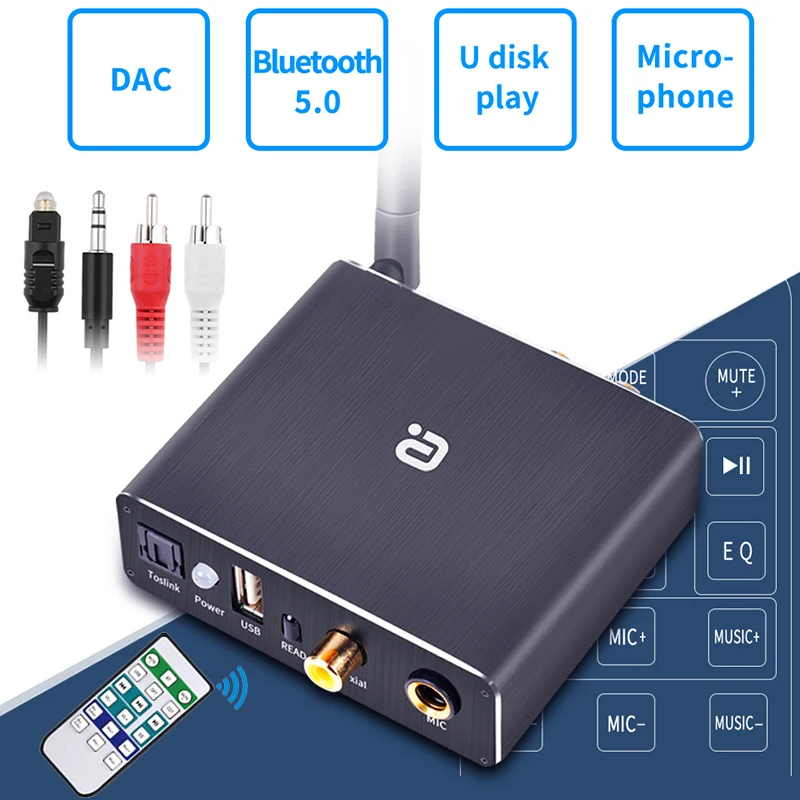 JINSERTA Bluethooth 5 0 приемник с дистанционным управлением DAC цифровой аудио конвертер