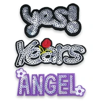fashion punk yes angel english letter sequin patches for clothes embroidery badge on backpack sewing jacket dress accessories