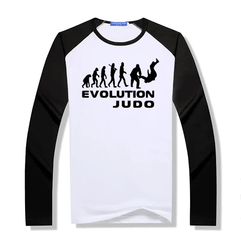 

men tee shirt new arrived mens Evolution Of Judo T Shirt men raglan Long Sleeve hip hop cool t-shirt t-shirt homme pattern t