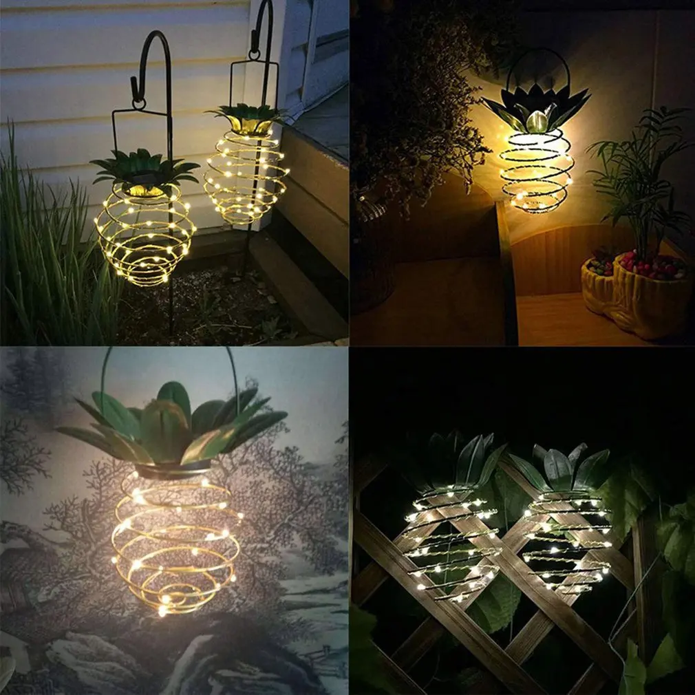 Solar Iron Pineapple Lamp Outdoor Waterproof Garden Lawn Color Led Copper Wire Light | Лампы и освещение