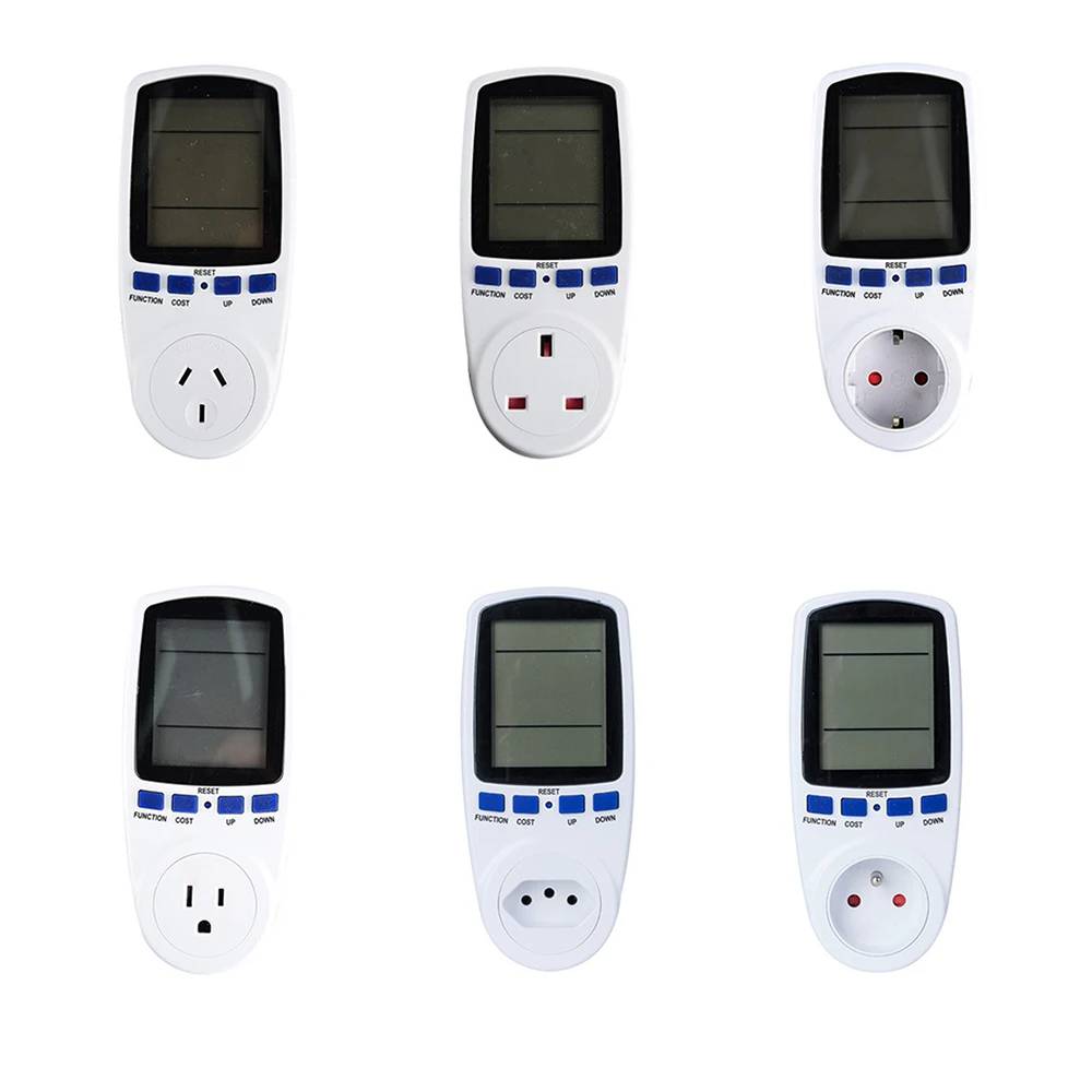 

220V AC EU Digital LCD Power Meter Wattmeter Socket Wattage Kwh Energy Meter FR US UK AU BR Measuring Outlet Power Analyzer