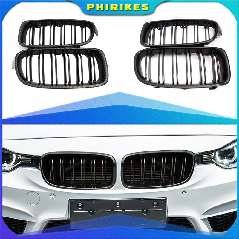 Pair Gloss Matt Carbon Black 3 Color Front Kidney Grille For BMW 3 Series F30 F31 F35 F80 2012 2013 2014 2015-2018 Racing Grills