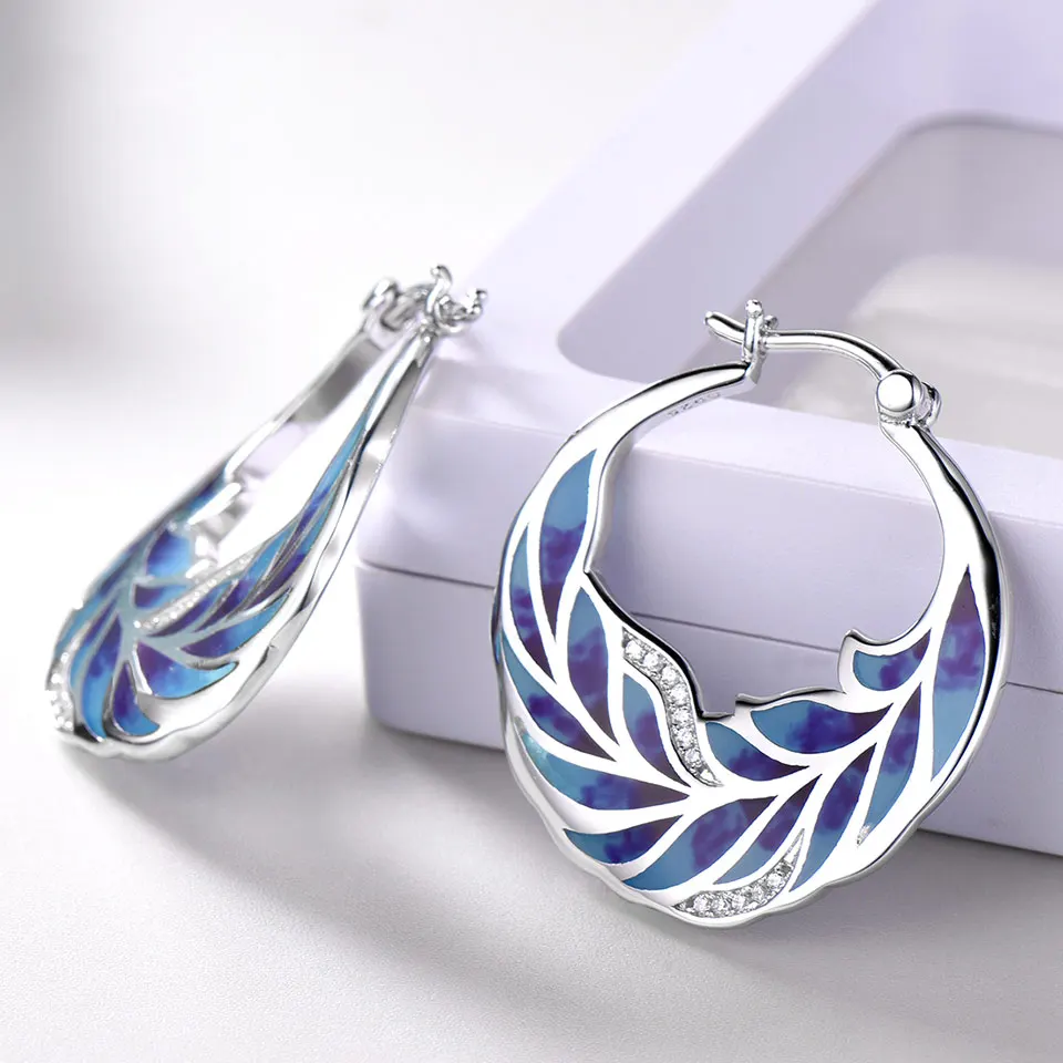 Женские эмалированные Серьги-клипсы UMCHO ручной работы с цветами и фианитами |