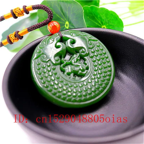 Ожерелье из натурального китайского зеленого нефрита и дракона ожерелье с