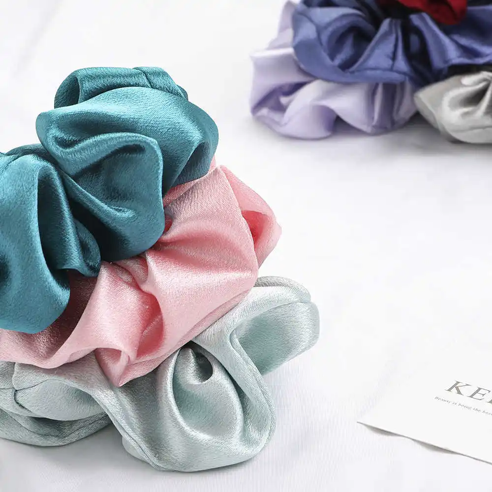 

4PCS/Lot Satin Silk Scrunchies Women Elastic Rubber Hair Bands Girls Solid Ponytail Holder Hair Ties Rope Hair Accessories Set