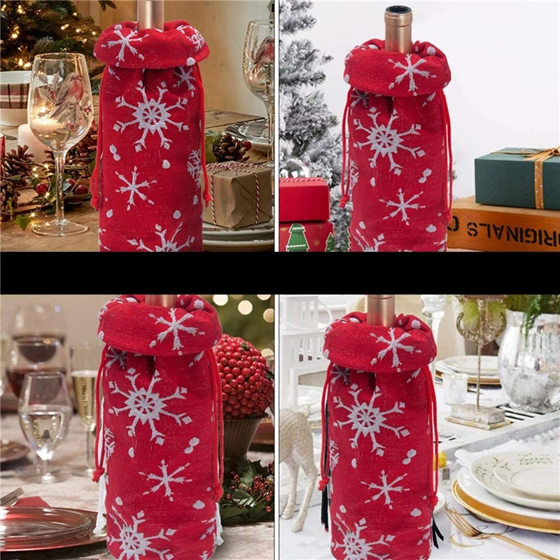 

Рождественские Чехлы для винных бутылок, рождественские сумки для винных бутылок, платья, свитеров, снежинок, подарочные сумки для рождеств...