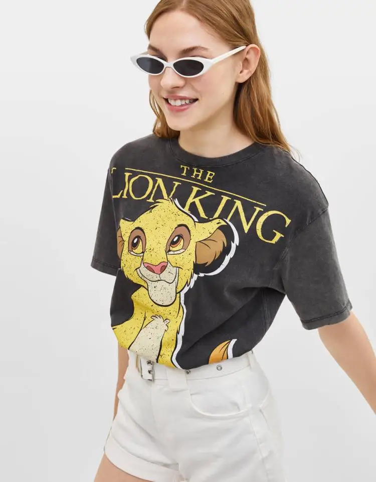 PUWD2019 мультфильм лев Король Simba печать свободная футболка с короткими рукавами женская одежда для пар 7504033