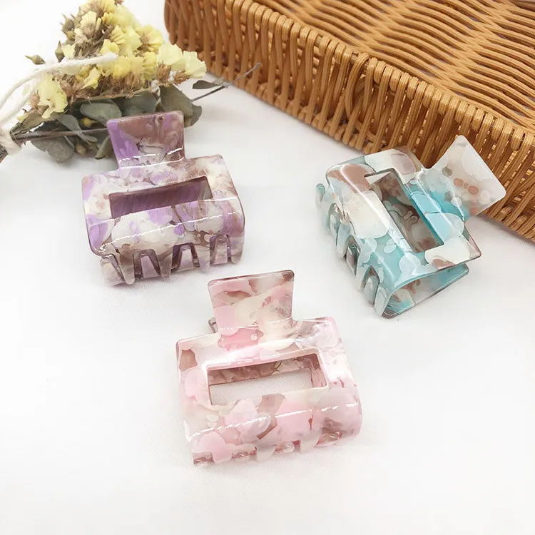 

2020 Square Acetate Acrylic INS Korean Hair Clips Girls Hairpins Crab Claws Clamp Grips Slid Square Girls Hairpins Crab Claws
