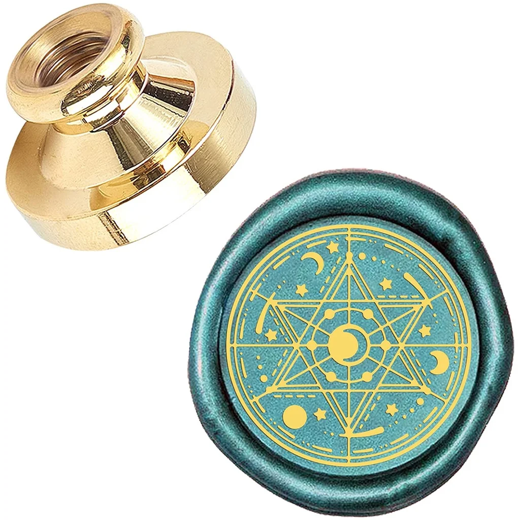 

1PC Wax Seal Stamp 25mm Six-Pointed Stars Eye Retro Brass Head Sealing Stamps Removable Sealing Stamp for Wedding Envelopes