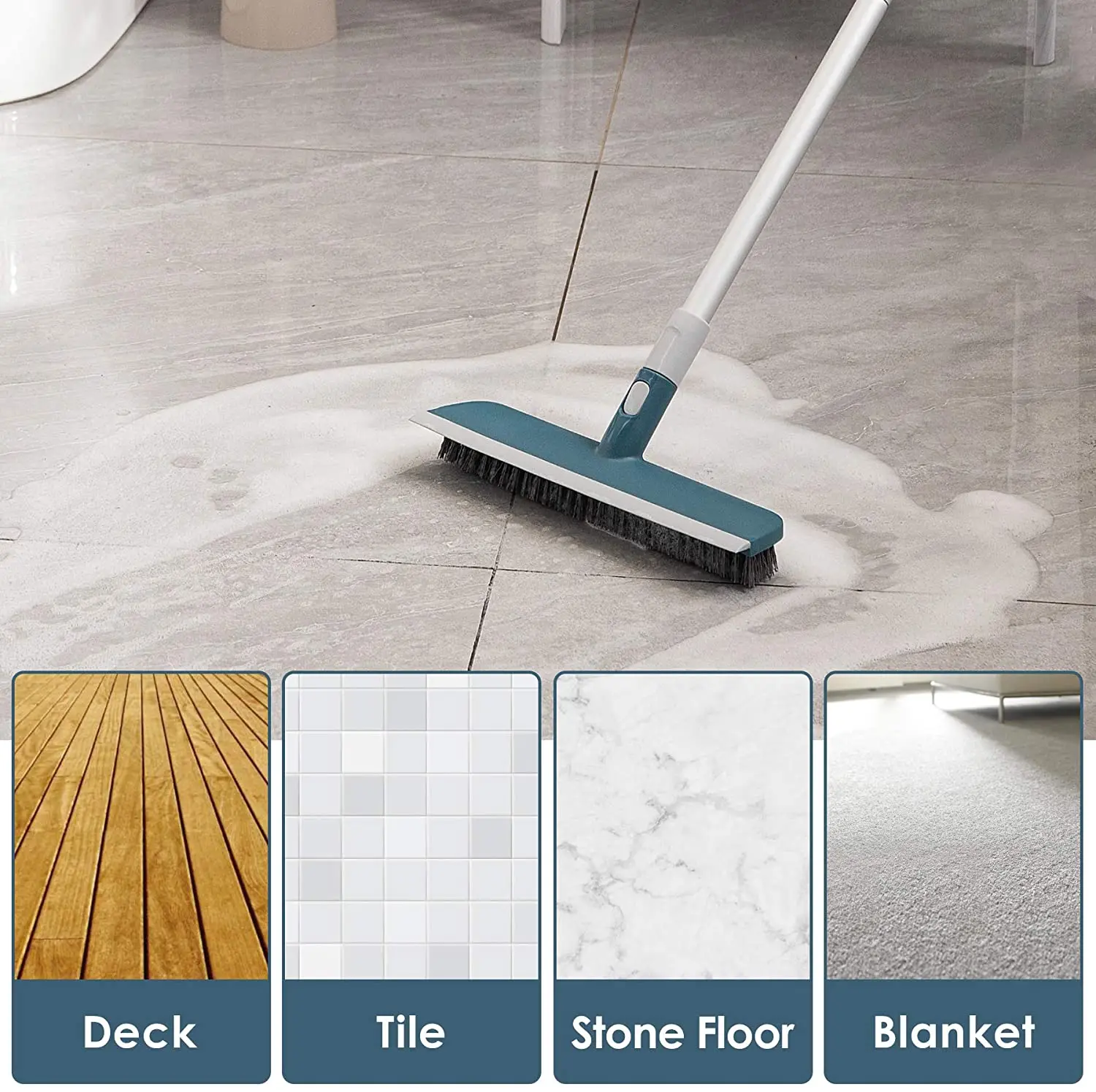 

Eyliden Cleaning Scrub Brush Durable Shower Floor Scrubber with Extendable Long Handle 51" Tub and Tile Brush Brush for Bathroom