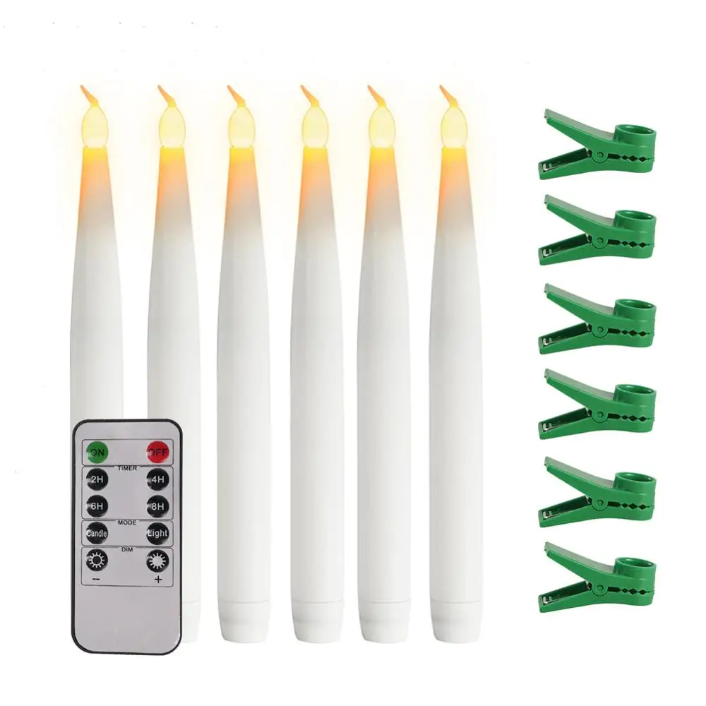 6pcs 1.65x19 cm 10 шт. СВЕТОДИОДНЫЙ свеча без пламени свечи Рождественская Елка декоративная свеча с пультом дистанционного управления и зажимом Свадебные Рождественские свечи свет - Цвет: 6pcs 1.65x19 cm