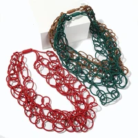 new handmade women necklace bohemia style sweater chain colourful silicone rubber rope chain unique hot sale clothes accessories