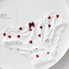 Новые хлопковые женские милые трусики с низкой талией, сексуальное кружевное бесшовное нижнее белье для девочек с рюшами и бантиком, с принтом сердца, милые женские трусики Breifs