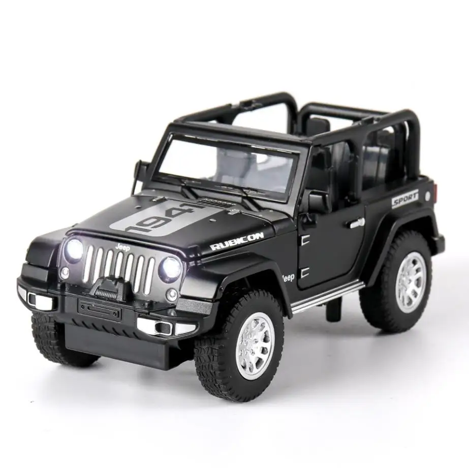 

1:32 Scale Hot Orv Diecast Pull Back Car Chrysler Jeeps Wrangler Rubicon 1941 Metal Model With Light And Sound Alloy Toys