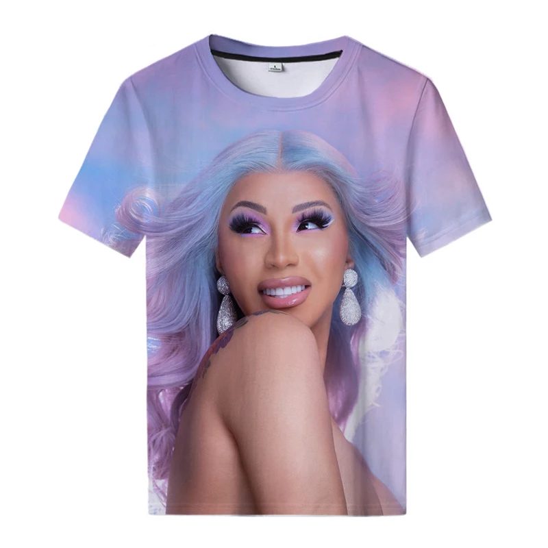 

Cool Singer Cardi B 3D Printing T-shirt Men Women Hip Hop Tops Cool Round Neck T Shirt Casual Short Sleeve T Shirts