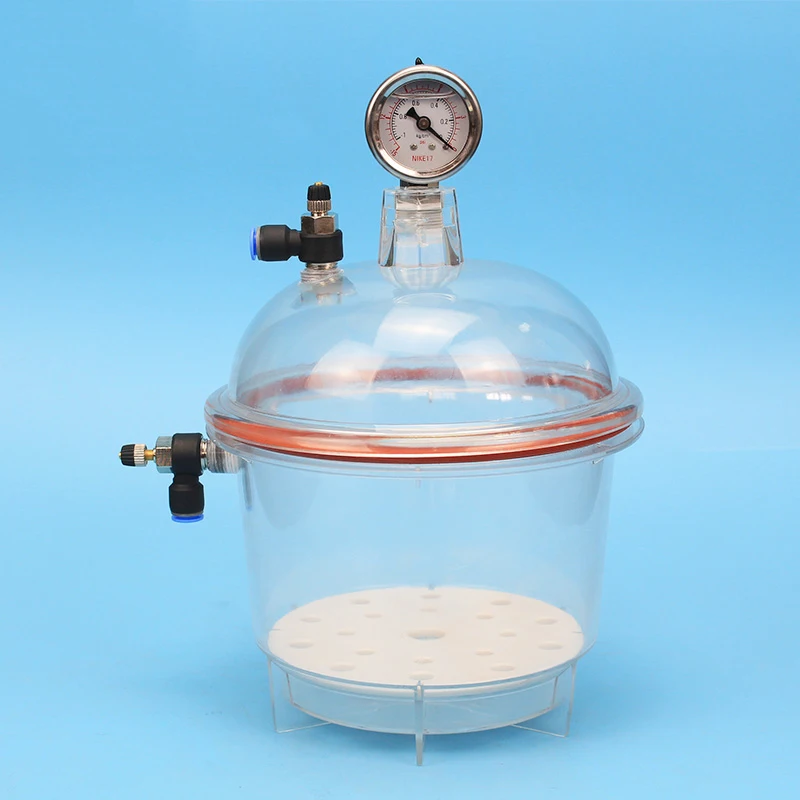 150MM Polycarbonate Plastic Vacuum Dryer Laboratory Dryer Transparent Vacuum Drying Kettle Double Valve With Pressure Gauge