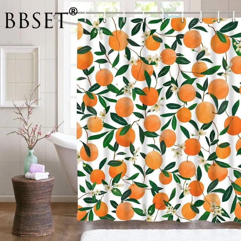 Фрукты Оранжевый Душ занавес повторяющийся фрукты цветок листья шаблон