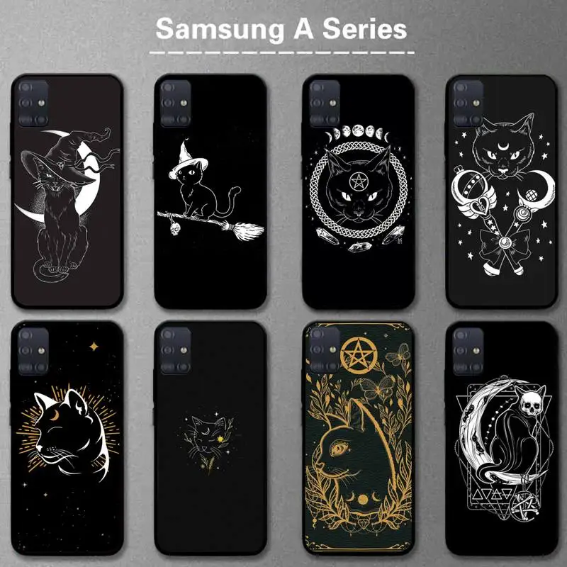 

Death Witches moon cat Phone Case For Samsung A20s A30S A31 A40 A50S A51 A70 A71 A80 5G A32 A02 Fundas Coque