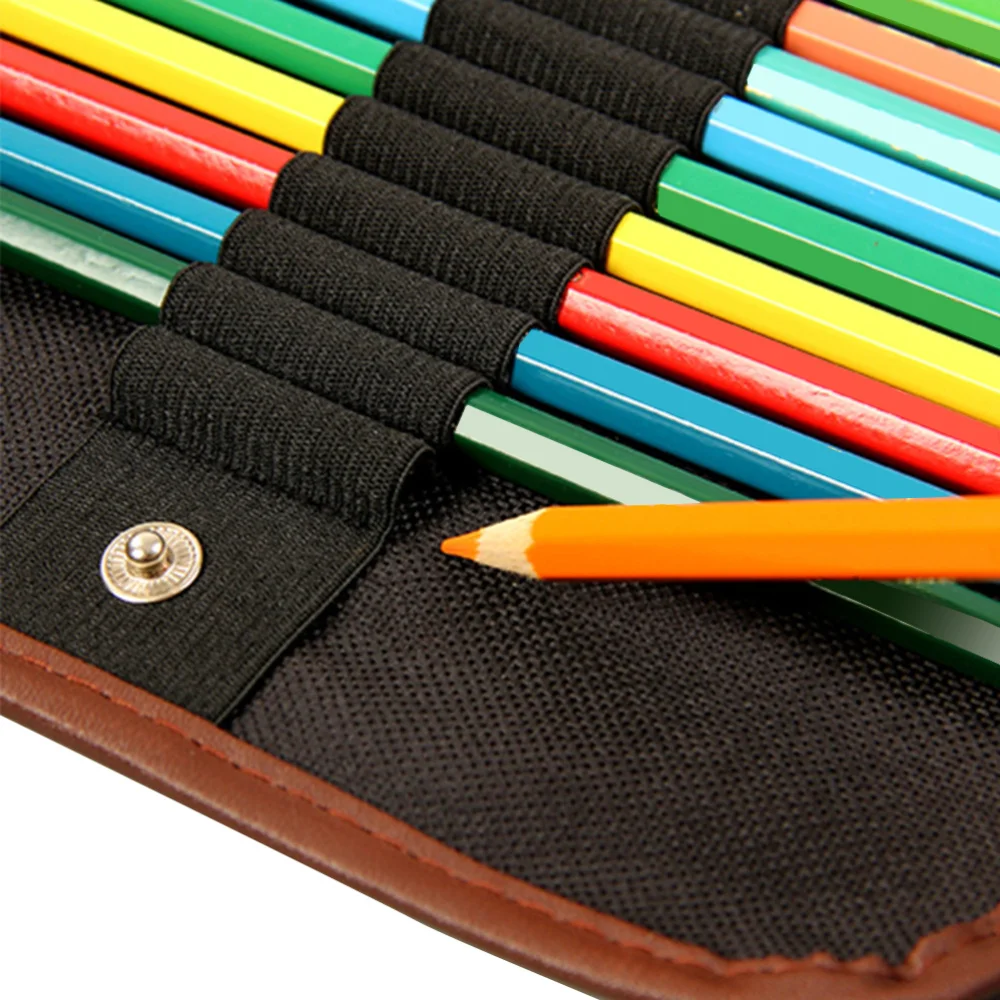 

Rollup Pencil Case Colored Pencils Wrap Case Holder Canvas Storage Pouch Organizer with 36 Slots (Black)