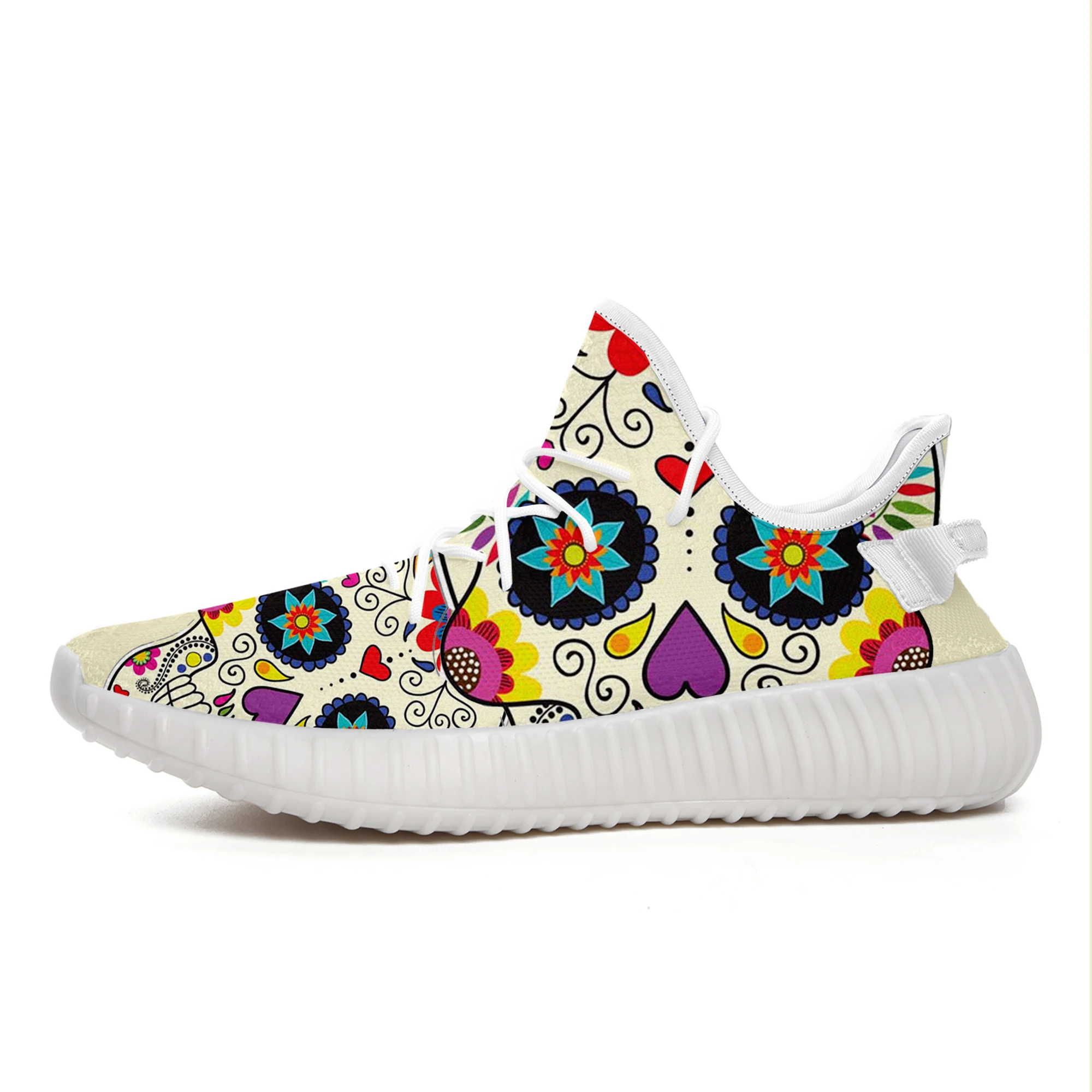 

Customized Skull-Red Rose Skull Pattern Fashion Shoes Men Breathable Sneakers Male Flats Driving Woman Tenis Couple