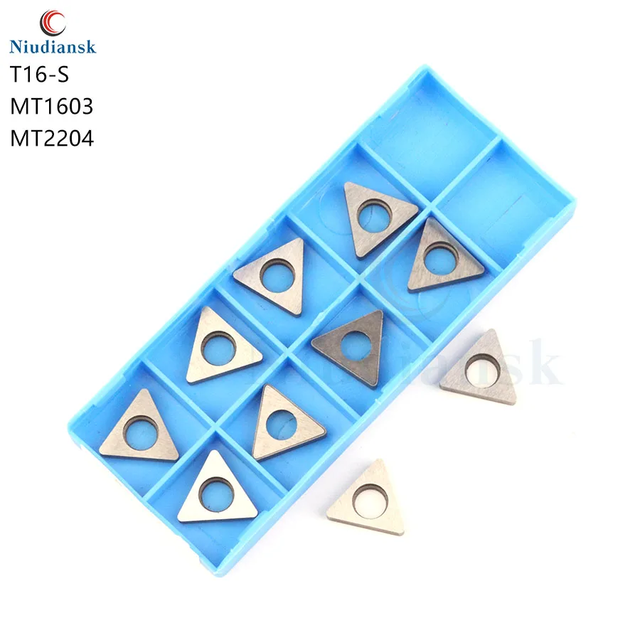 

10 pcs T16-S MT1603 MT2204 Carbide Insert Knife Pads CNC Lathe Tool Holder Accessories T-Type Triangle Shim For CNC Turning Tool