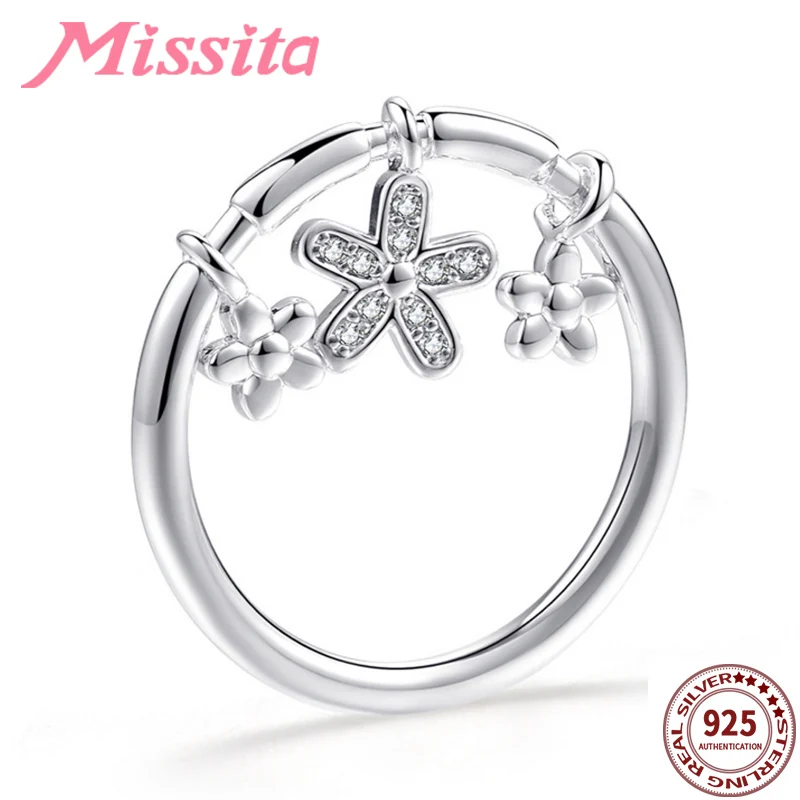 MISSITA 100% 2019 Новая мода белый цветок маргаритки кулон кольца для женщин серебряные