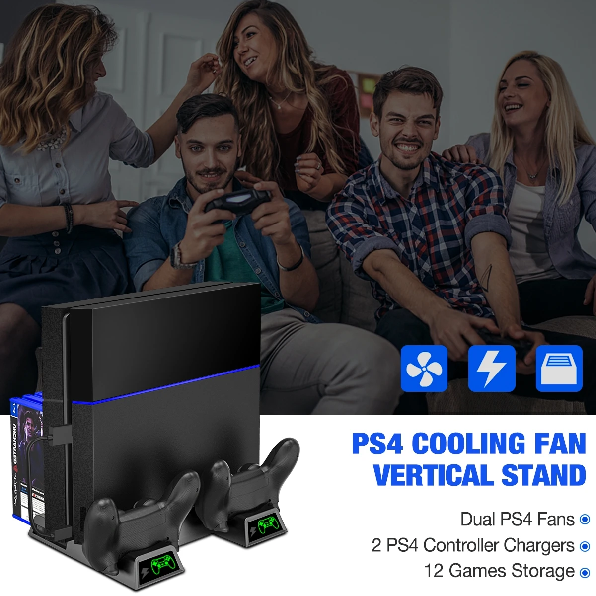 Вертикальная подставка для консоли PS4/PS4 Pro/PS4 Slim охлаждающий вентилятор со
