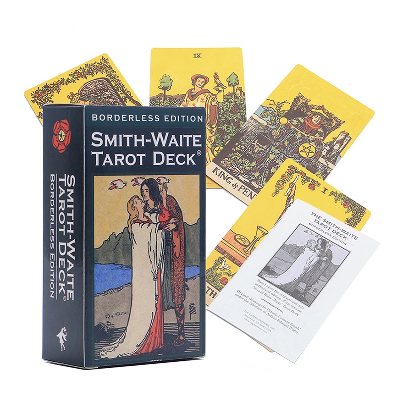 

12x7 см Таро безрамочный с бумажным руководством оригинальный размер Смит 80 карт подождите Дека гадания английский Версон Оракл настольная игра