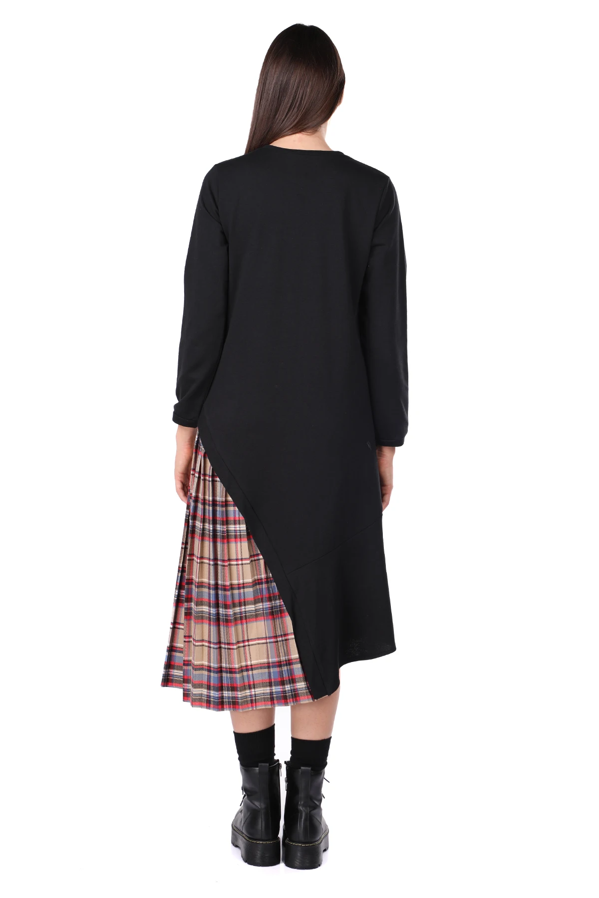 

Pleated Detailed Asymmetric Black Womens Sweat Dress