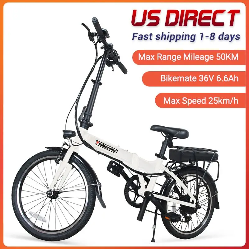 [US Direct] Bikemate EBK 36 В 6.6Ah 250 Вт 20 дюймов складной мопед Электрический велосипед Макс 50