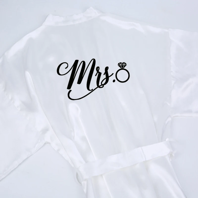 

Sisbigdey MRS glitter gold bride robe shinny silver with ring satin short women Bridal Party 2019 getting married kimono robe