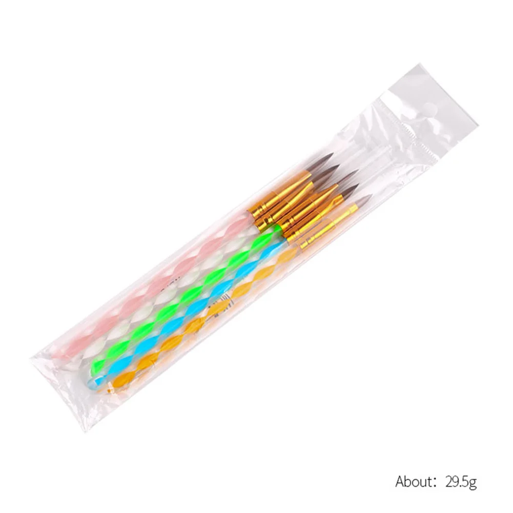 

Nail Art Brushes 5pcs Set Nail Gel Polish Painting Pen Kit Nail Liner Pen Acrylic Imitation Mink Hair Crystal Pen Nail Tools