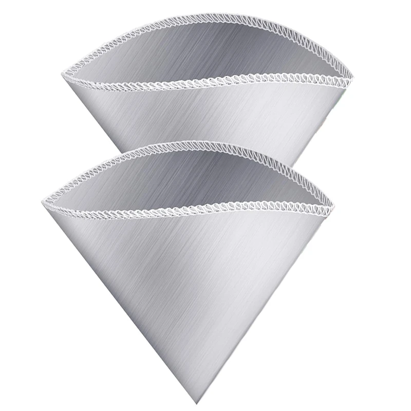 

2Pcs Stainless Steel Flexible Cone Reusable Pour over Coffee Filters, for Most Filter Holders(2-4 Cups)