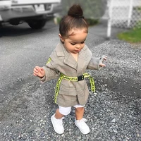 fashion 2019 new toddler baby girl kids winter clothes warm coat jacket formal overcoat outfit fluorescent belt lapel jacket
