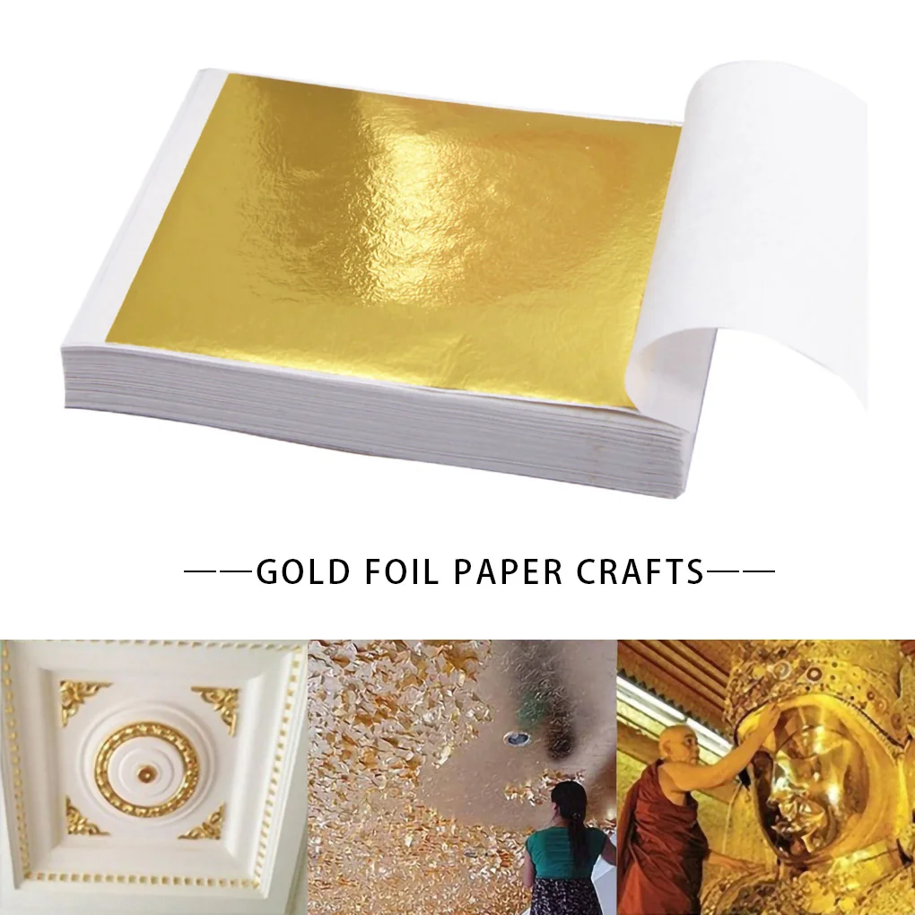 

100pcs Foil Sheet Home Office Wall DIY Gilding Copper Foil Paper Gift Box Case Decoration