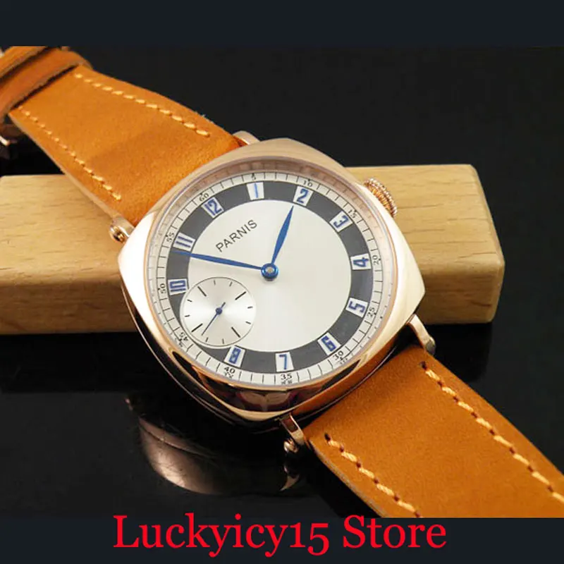 Популярные Парнис Новый механический ручной обмотки Для мужчин часы золотые