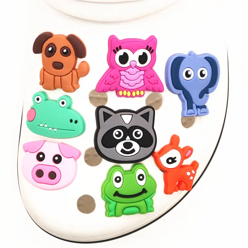 Single Sale 1 Pcs Cute Animals Shoe Charms Accessories Garden Shoe Decoration for croc jibz Kid's Party X-mas Gift Free Shipping