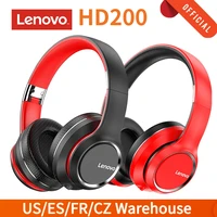 lenovo hd200 foldable over ear headset bluetooth 5 0 wireless headphones sports music earphone 3 5mm aux in mp3 player with mic