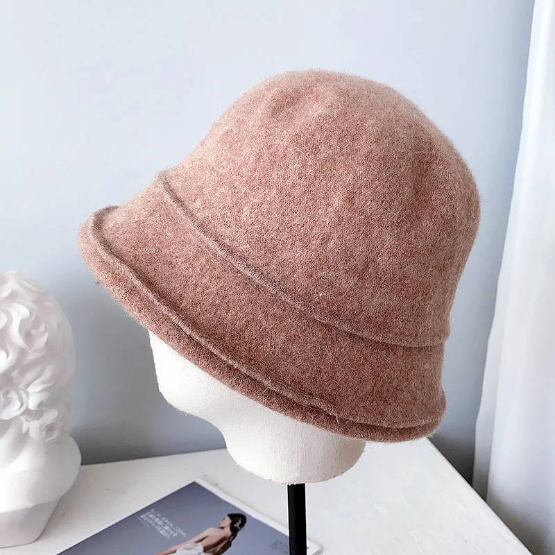

Japanese Painter Hat Soft Wool Knitted Fisherman Hat Women Autumn Winter Warm Bath Hat Simple Lace Cashmere Fashion Cap